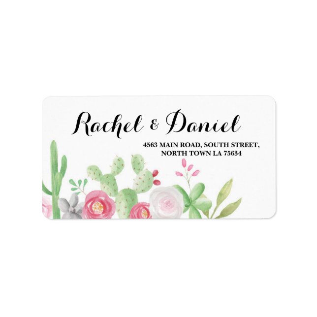 Cactus Wedding Return Address Label Mexican Fiesta (Front)