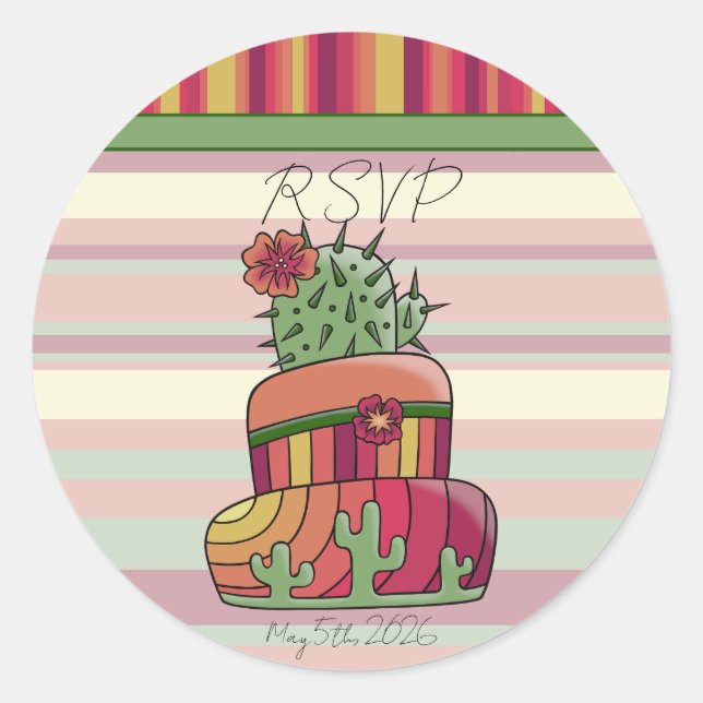 Cactus Wedding "RSVP" Sticker (Front)