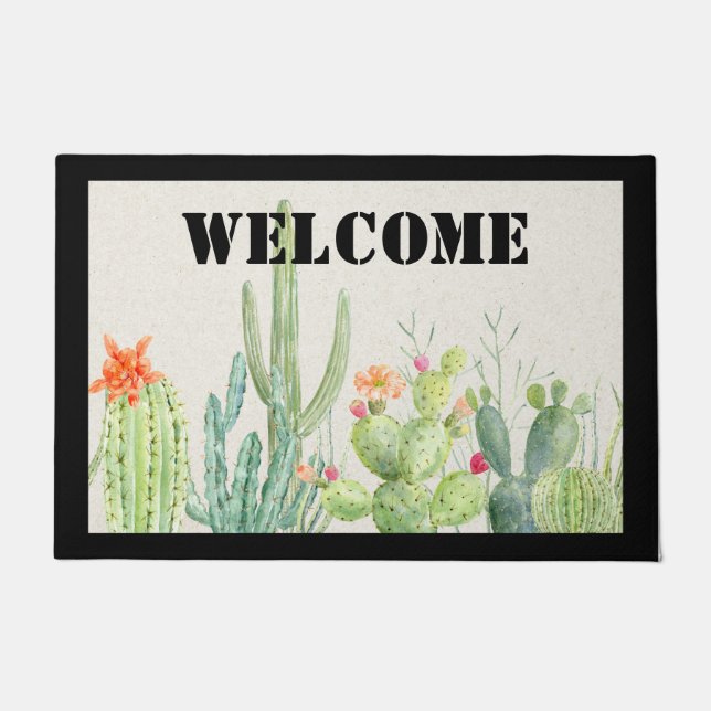 Cactus Welcome Door Mat (Front)