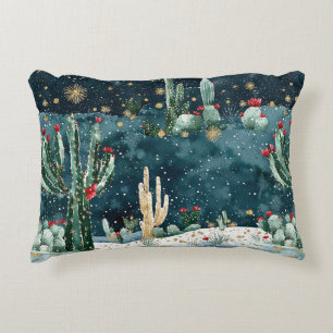 Cactus Western Cowboy Cowgirl Christmas Accent Pillow