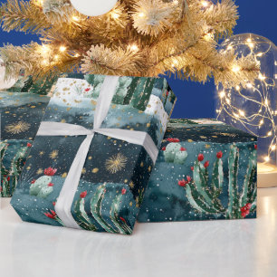 Cactus Western Cowboy Cowgirl Christmas Western Wrapping Paper