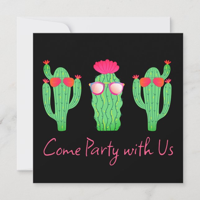 Cactus Western Theme Party  Invitation (Front)