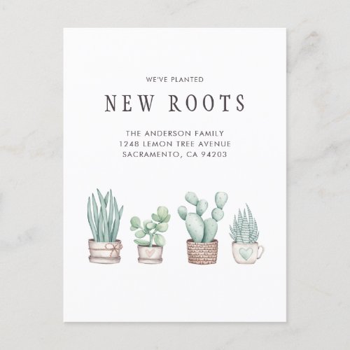 Cactus Weve Planted New Roots Moving Announcement Postcard