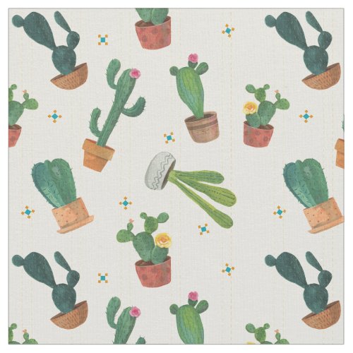 Cactus Whimsy Toss Print Fabric