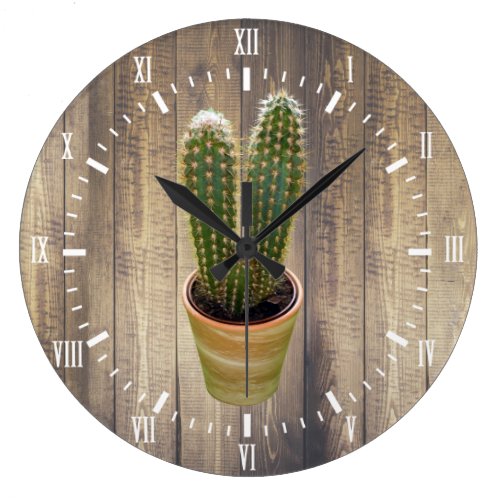 Cactus White Numerals Modern Scandinavian Style Large Clock