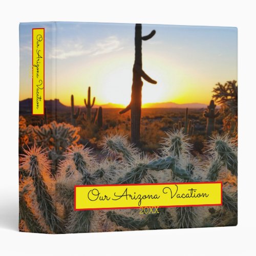 Cactus With Arizona Sunset Superstition Wilderness 3 Ring Binder