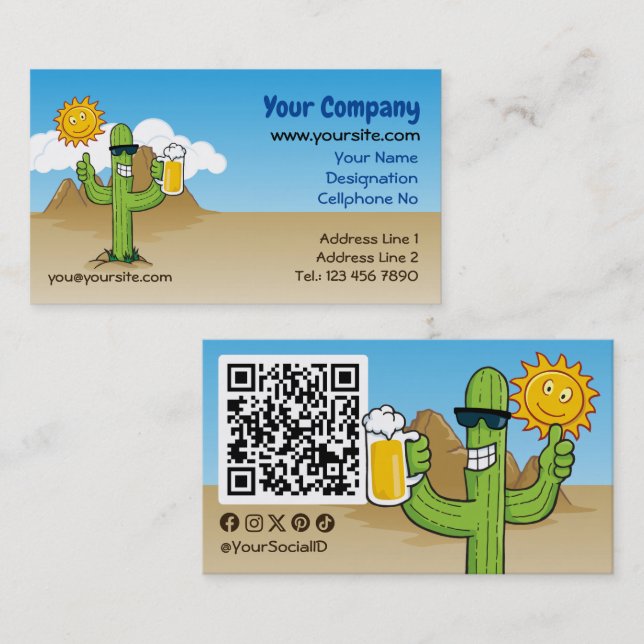 Cactus with Beer Business Card (Front/Back)