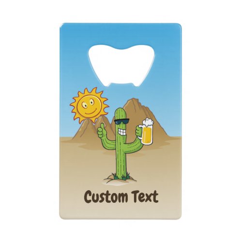 Cactus with Beer Credit Card Bottle Opener