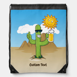 Cactus with Beer Drawstring Bag