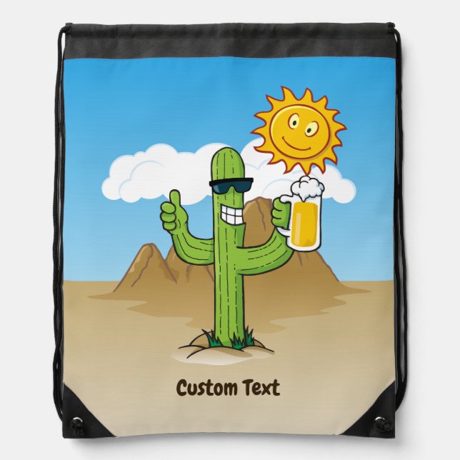 Cactus with Beer Drawstring Bag (Front)