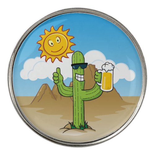 Cactus with Beer Golf Ball Marker