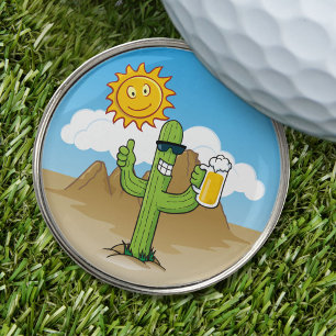 Cactus with Beer Golf Ball Marker