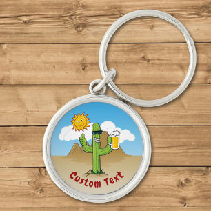 Cactus with Beer Keychain