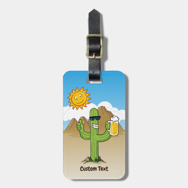 Cactus with Beer Luggage Tag (Front Vertical)