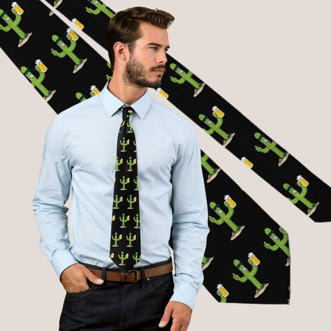 Cactus with Beer Pattern Neck Tie (Creator Uploaded)