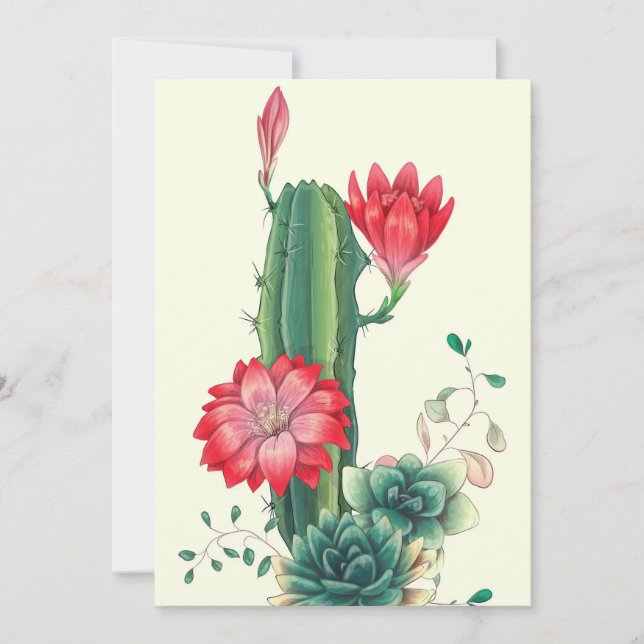 Cactus With Flowers Save The Date (Front)