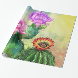 Cactus Wrapping Paper Beautiful Color Flowers