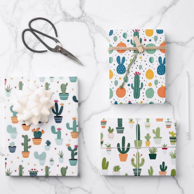 Cactus Wrapping Paper Sheets (Front)