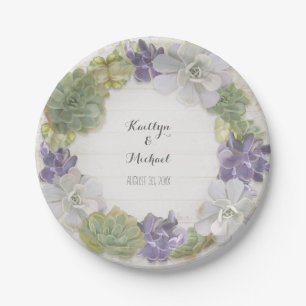Cactus Wreath Leaf Succulent Wooden Bridal Shower Paper Plates