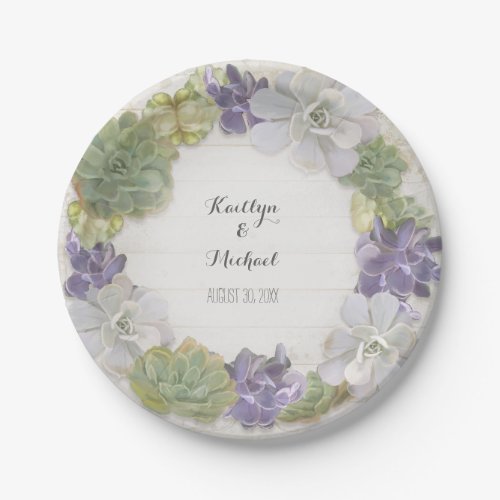 Cactus Wreath Leaf Succulent Wooden Bridal Shower Paper Plates