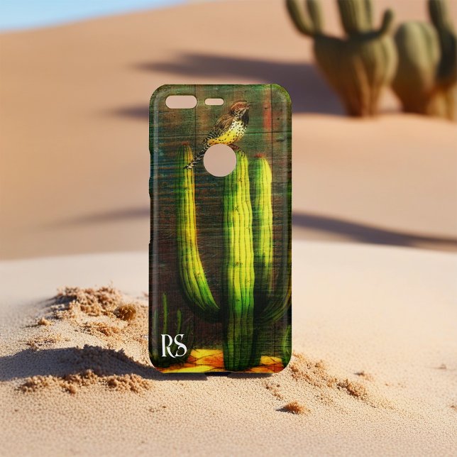 Cactus Wren Finds A Home Monogram Uncommon Google Pixel Case (Creator Uploaded)