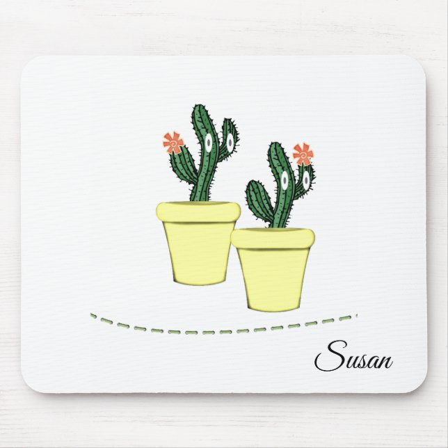 Cactus Yellow Pots Floral Mouse Pad! Pad (Front)
