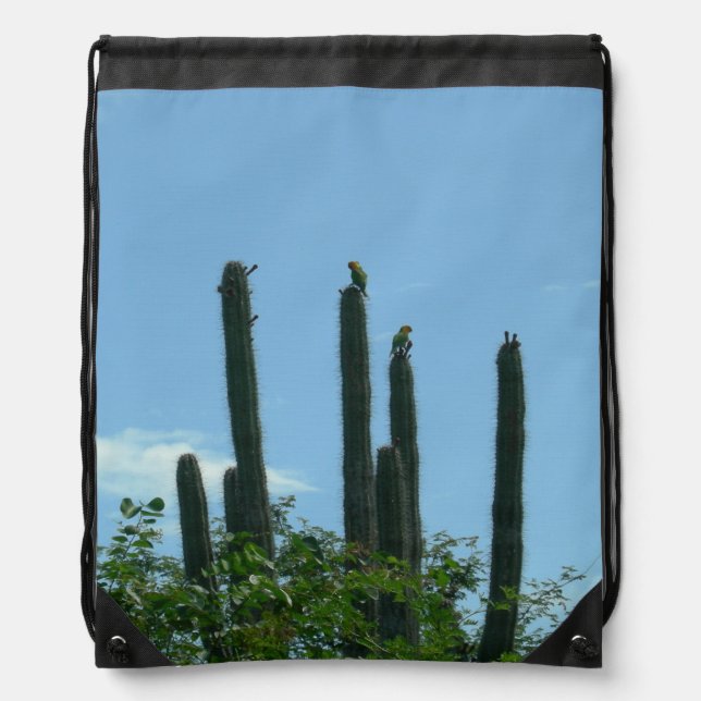 Cactuses with Lorikeets Drawstring Backpack (Front)
