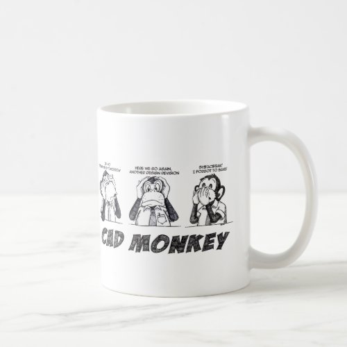 CAD Monkey Hear No Evil Speak No Evil See No Evil Coffee Mug