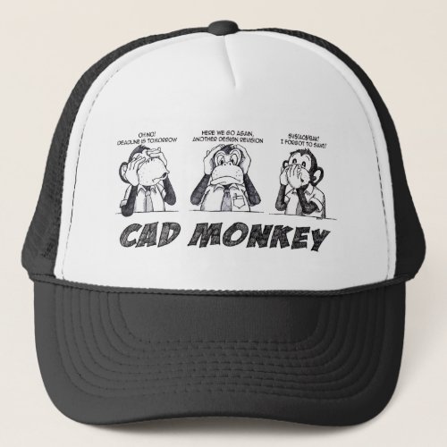 Cad Monkey Speak No Evil Hear No Evil See No Evil Trucker Hat