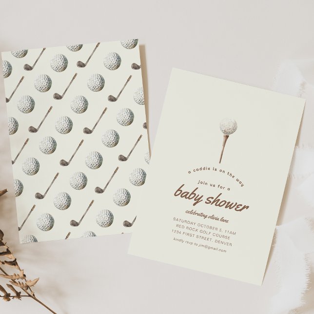 Caddie on The Way Golf Baby Shower Invite (Creator Uploaded)