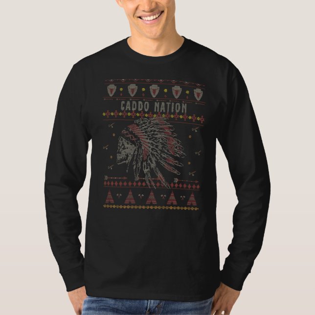 Caddo Nation American Indian Tribe Ugly Christmas  T-Shirt (Front)