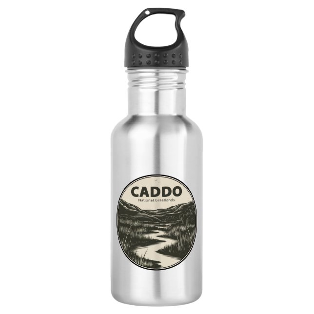 Caddo National Grasslands Texas Stream Stainless Steel Water Bottle (Front)