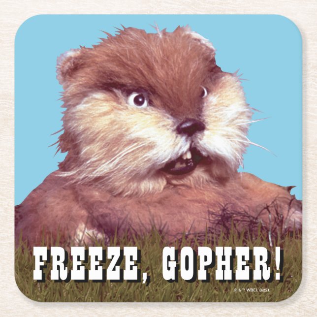 Caddyshack | Freeze, Gopher! Square Paper Coaster (Front)