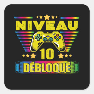 Cadeau 10 ans Anniversaire Gamer Niveau 10 Square Sticker