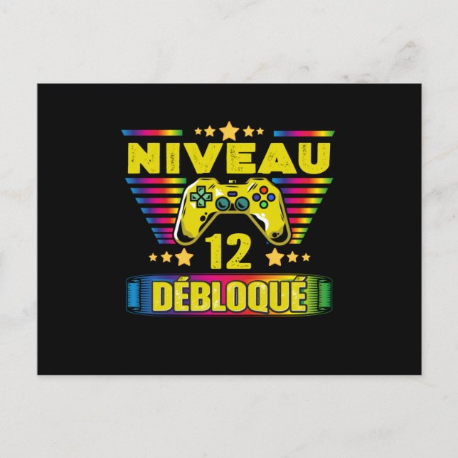 Cadeau 12 ans Anniversaire Gamer Niveau 12 Postcard (Front)