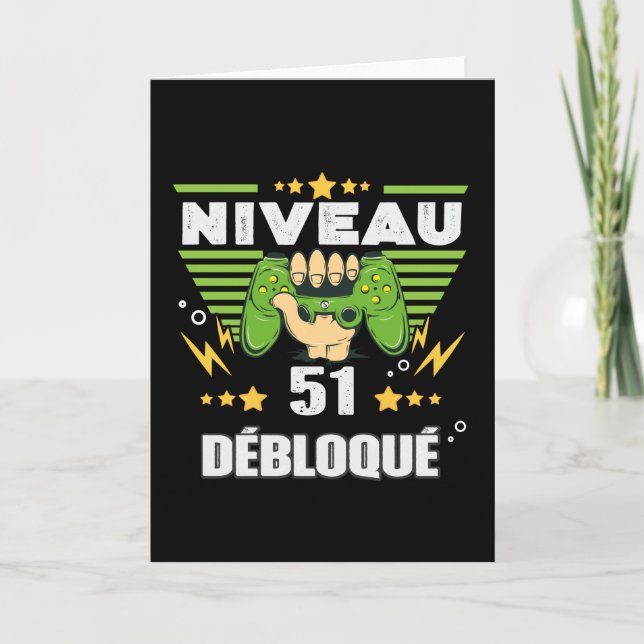 Cadeau 51 ans Anniversaire Gamer Niveau 51 Card (Front)