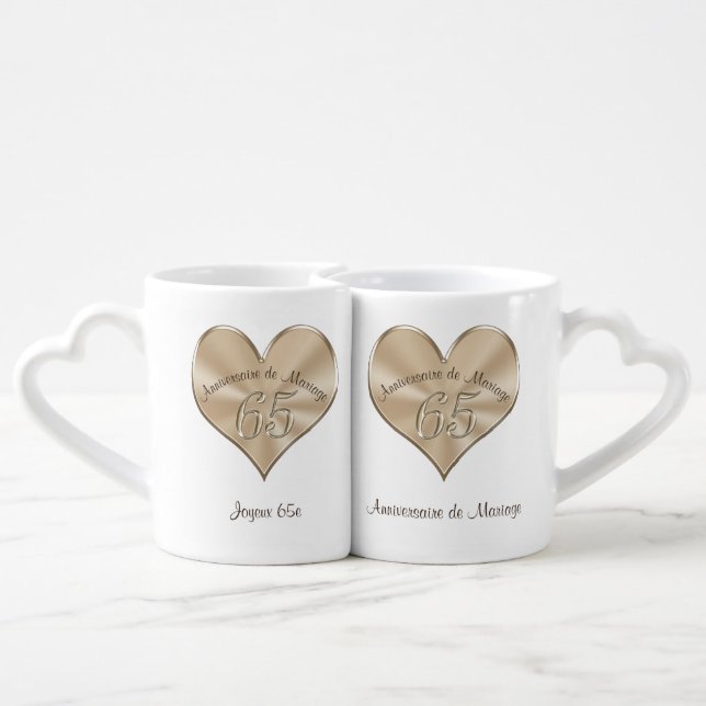 Cadeaux cadeaux joyeux 65e anniversaire de mariage coffee mug set (Back Nesting)