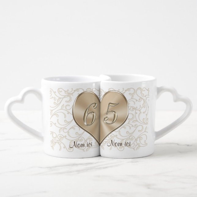 Cadeaux cadeaux joyeux 65e anniversaire de mariage coffee mug set (Front Nesting)