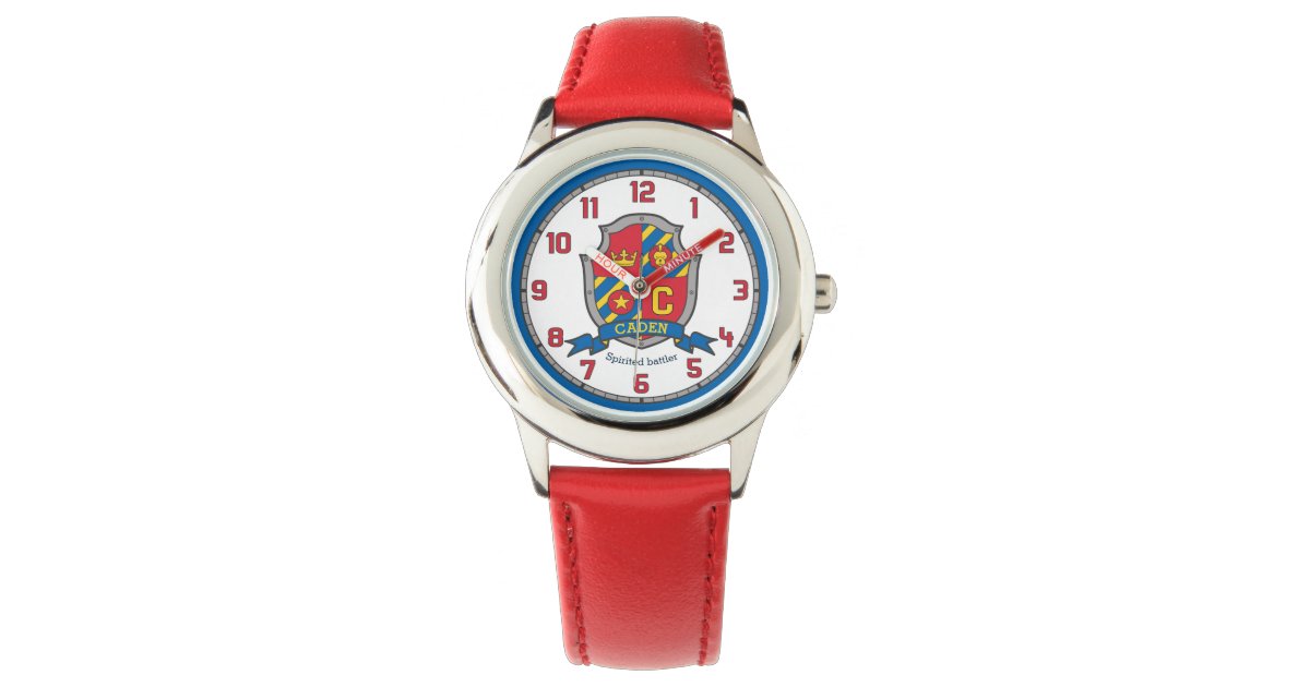Caden Boys Name Meaning Crest Red Blue Yellow Lion Watch Zazzle Com