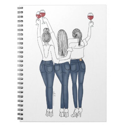Caderno Desenho Amigas com Vinho Notebook