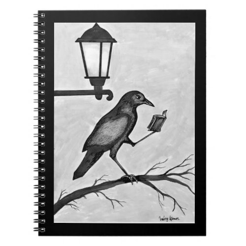 Caderno Espiral de um corvo lendo um livro Notebook