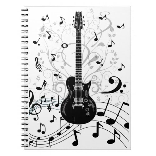 Caderno Espiral musical com guitarra Notebook