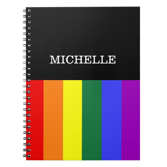 Caderno Espiral Orgulho Gay Rainbow Personalizado Notebook (Front)