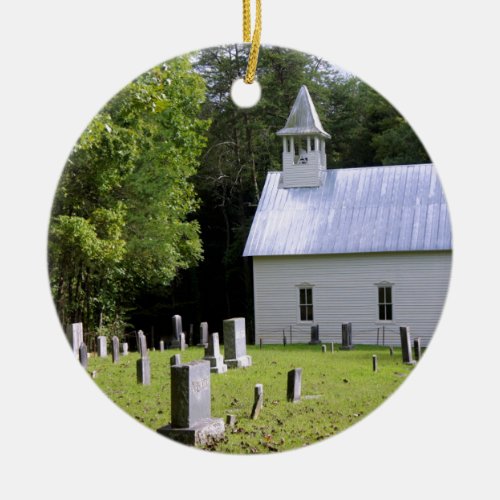 Cades Cove Chapel 2 Ceramic Ornament