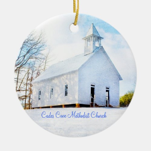 Cades Cove Methodist Church Ornament _ Winter