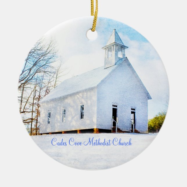 Cades Cove Methodist Church Ornament - Winter (Front)