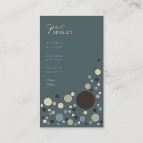 Cadet Blue &amp; Tan Retro Dots Business Card Template