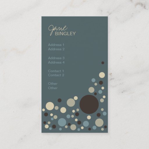 Customizable Cadet Blue &amp; Tan Retro Dots Business Card Template