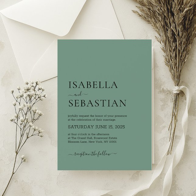 Cadet Blue Wedding Simple Invitation (Creator Uploaded)