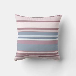 Cadet Grey and Desaturated Rose Stripes Throw Pillow